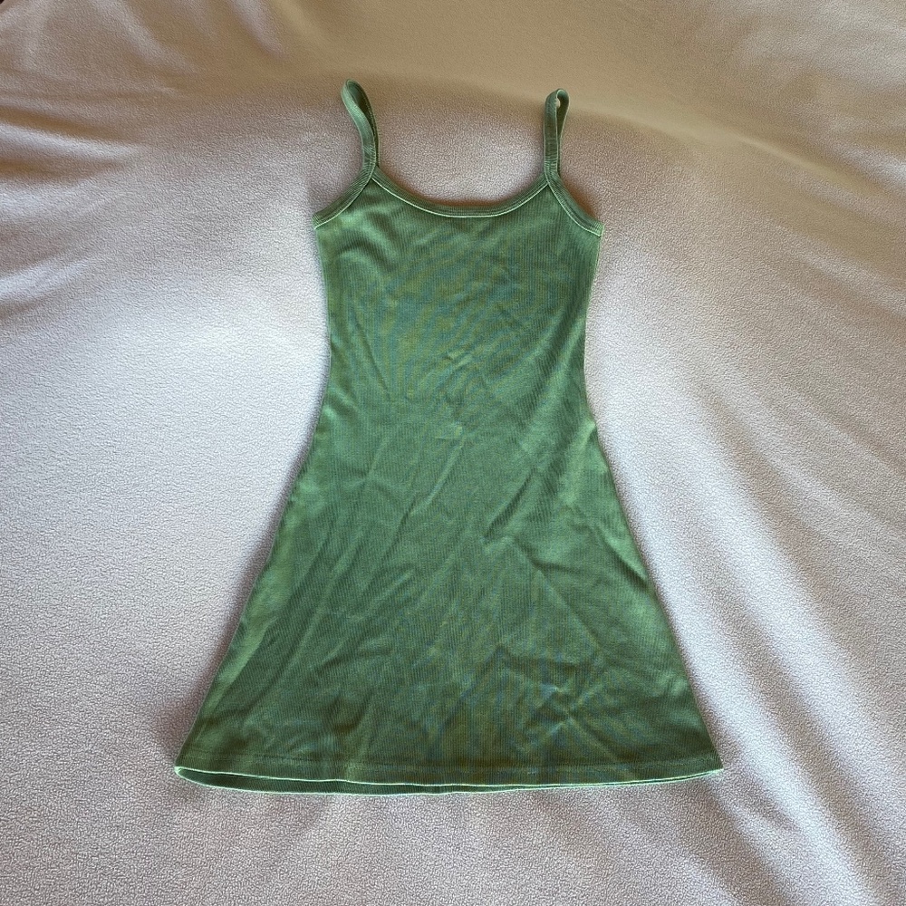 LA Apparel heavy ribbed spaghetti mini dress, XS, light green